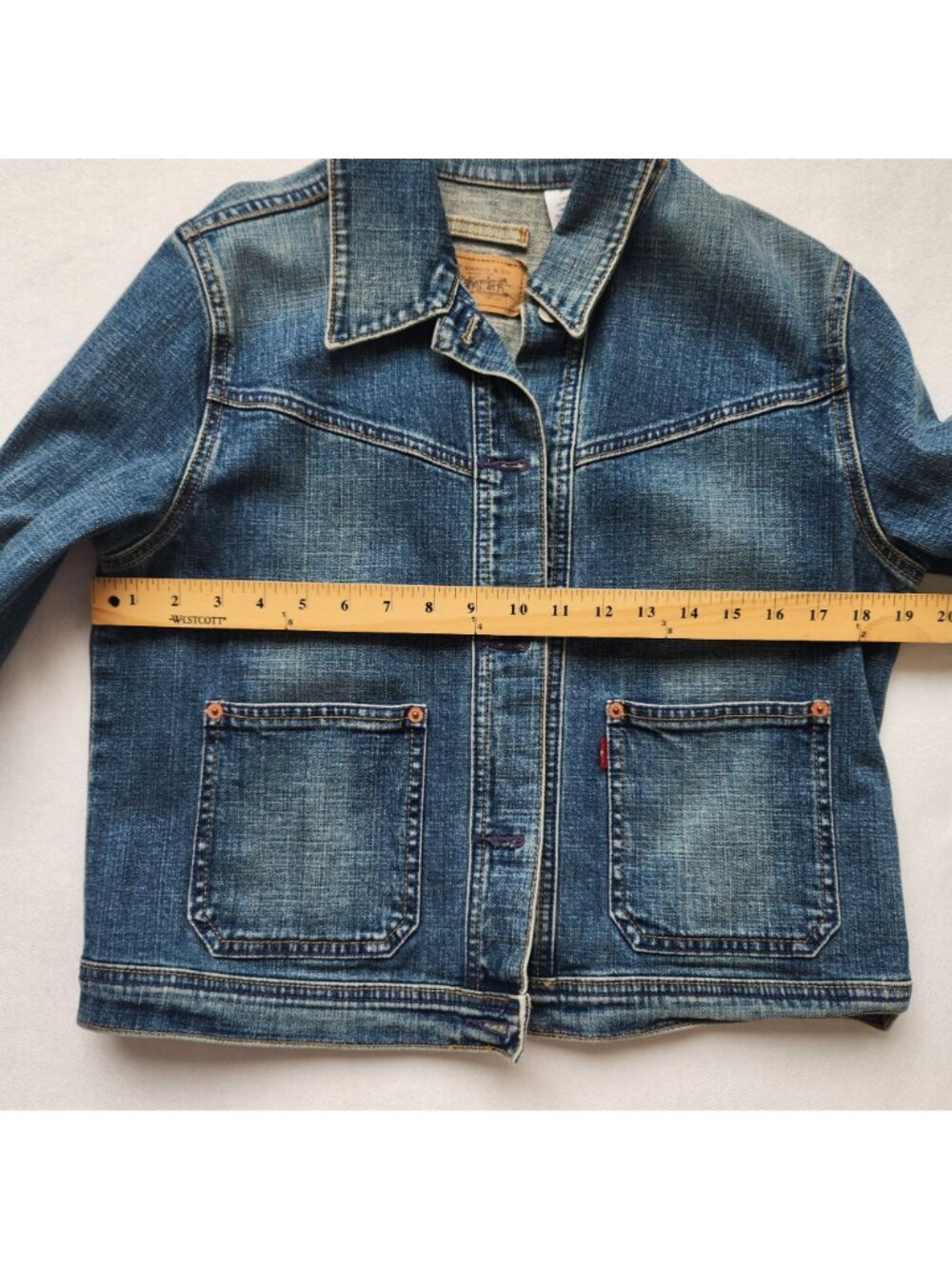 Levi's Retro Blue Denim Trucker Jacket Butterfly Print Y2K Coquette Fairy Cute - Picture 11 of 12